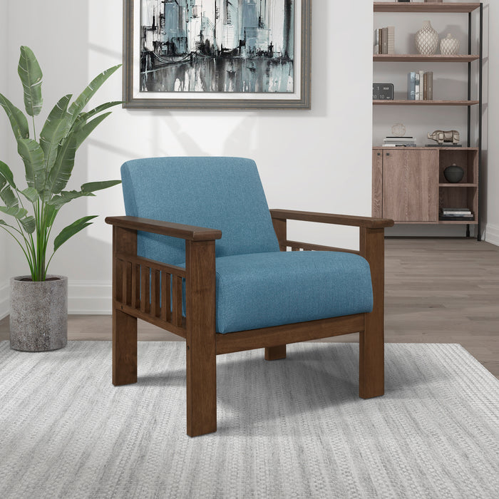 Helena Accent Chair with Storage Arms in Blue - 1048BU-1