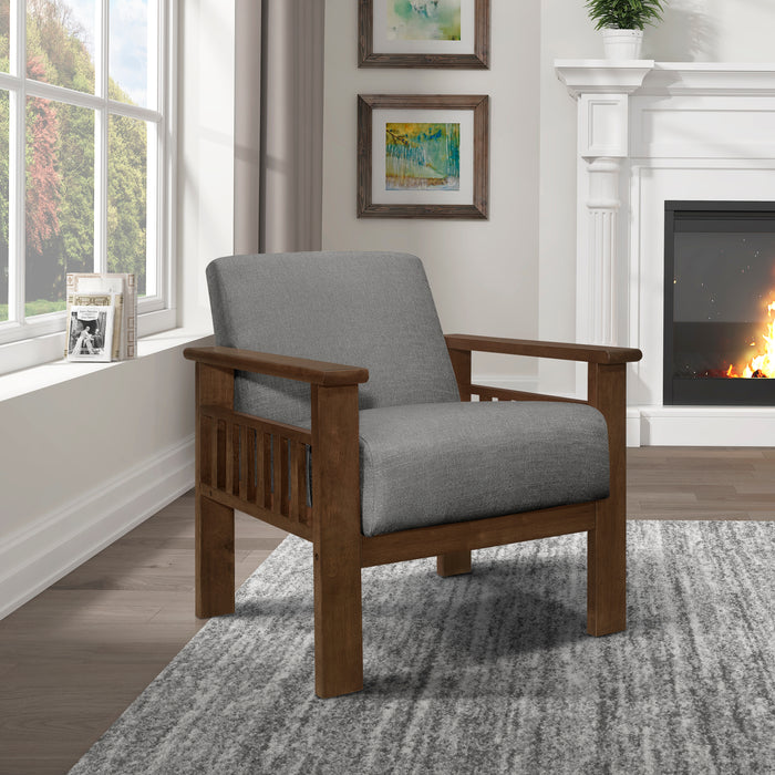 Helena Accent Chair with Storage Arms in Gray - 1048GY-1