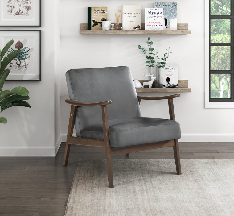 Landers Accent Chair in Gray/Walnut - 1230DG-1