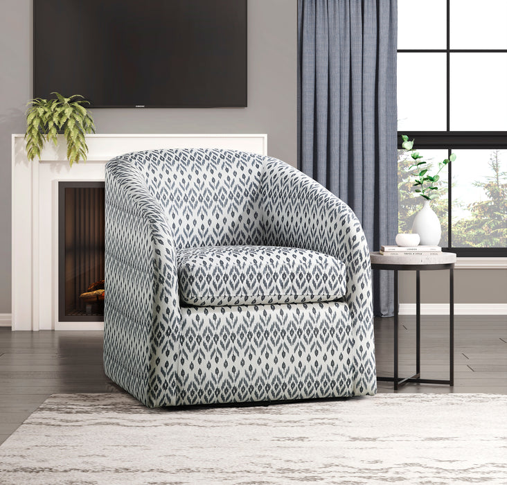 Augustine Swivel Chair in Blue/White - 1244-1