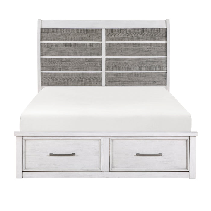 Ambrose Eastern King Platform Bed with Footboard Storage in Gray/White - 1303K-1EK image