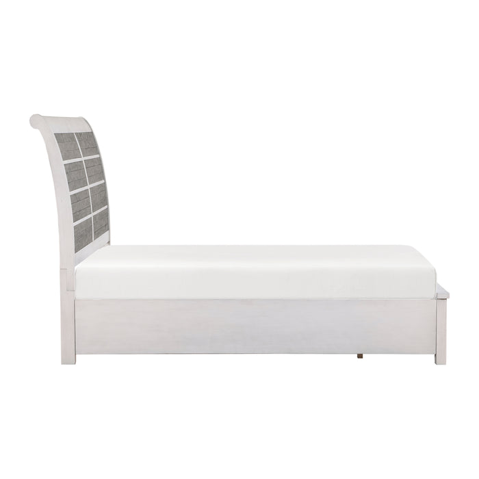 Ambrose Queen Platform Bed with Footboard Storage in Gray/White - 1303-1