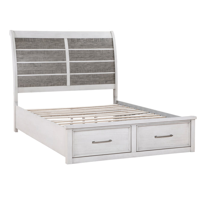 Ambrose Eastern King Platform Bed with Footboard Storage in Gray/White - 1303K-1EK