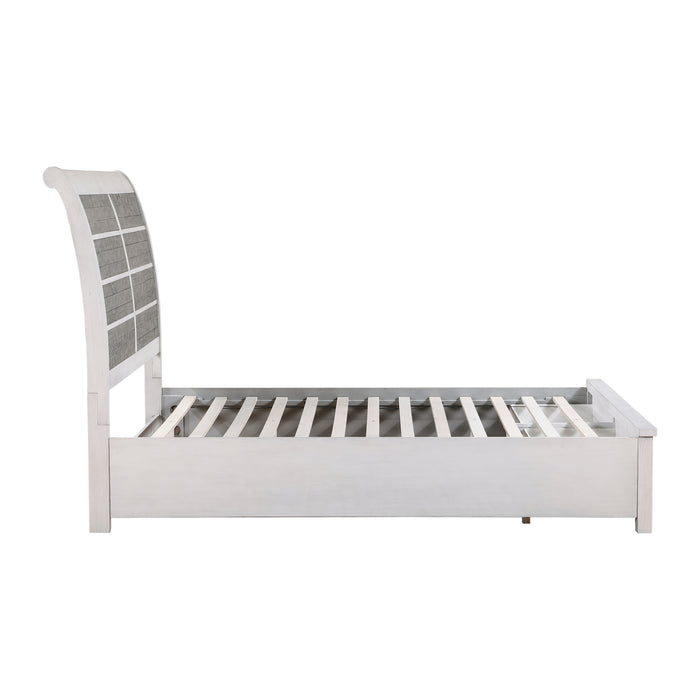 Ambrose Queen Platform Bed with Footboard Storage in Gray/White - 1303-1