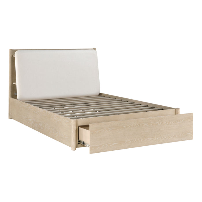 Matteo Eastern King Platform Bed with Footboard Storage in Natural/Oak - 1313NK-1EK