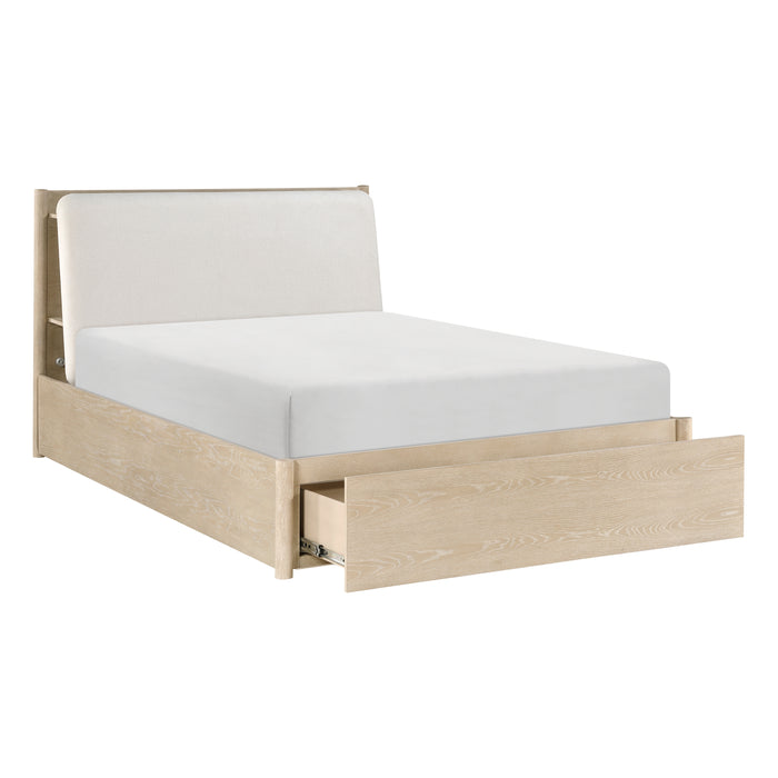 Matteo Eastern King Platform Bed with Footboard Storage in Natural/Oak - 1313NK-1EK