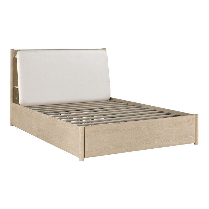 Matteo Eastern King Platform Bed with Footboard Storage in Natural/Oak - 1313NK-1EK