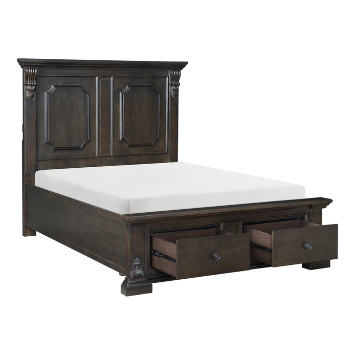 Cornwall Eastern King Platform Bed with Footboard Storage in Espresso - 1325K-1EK