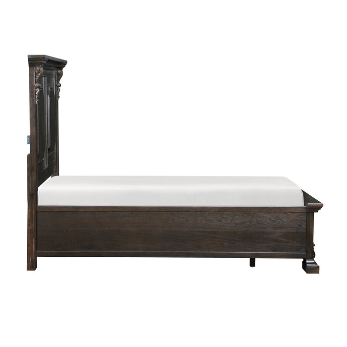 Cornwall Eastern King Platform Bed with Footboard Storage in Espresso - 1325K-1EK