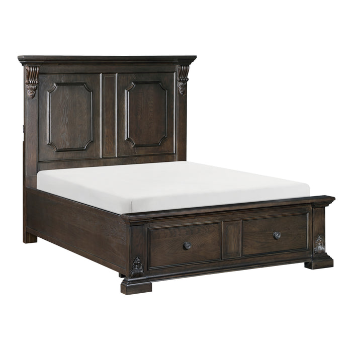 Cornwall Eastern King Platform Bed with Footboard Storage in Espresso - 1325K-1EK