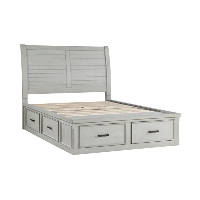 Willowbrook Queen Platform Bed with Footboard Storage in Gray - 1337-1