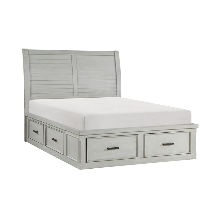 Willowbrook Queen Platform Bed with Footboard Storage in Gray - 1337-1