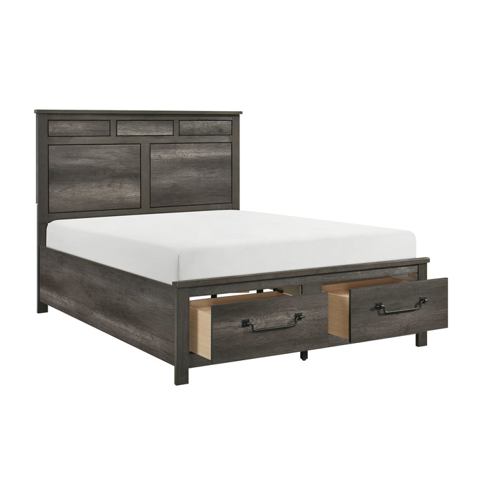 Lenior Eastern King Platform Bed with Footboard Storage in Gray - 1342K-1EK