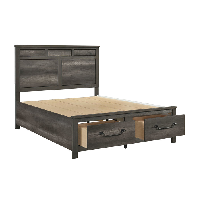 Lenior QUEEN PLATFORM BED WITH FOOTBOARD STORAGE in Gray - 1342-1