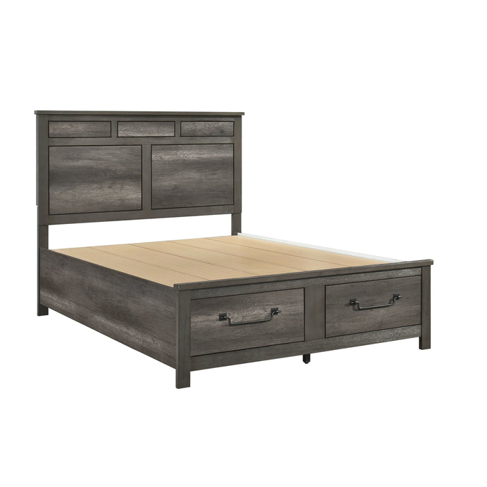 Lenior Eastern King Platform Bed with Footboard Storage in Gray - 1342K-1EK