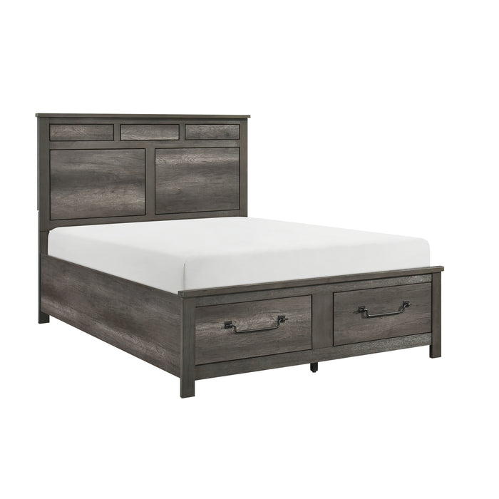 Lenior QUEEN PLATFORM BED WITH FOOTBOARD STORAGE in Gray - 1342-1