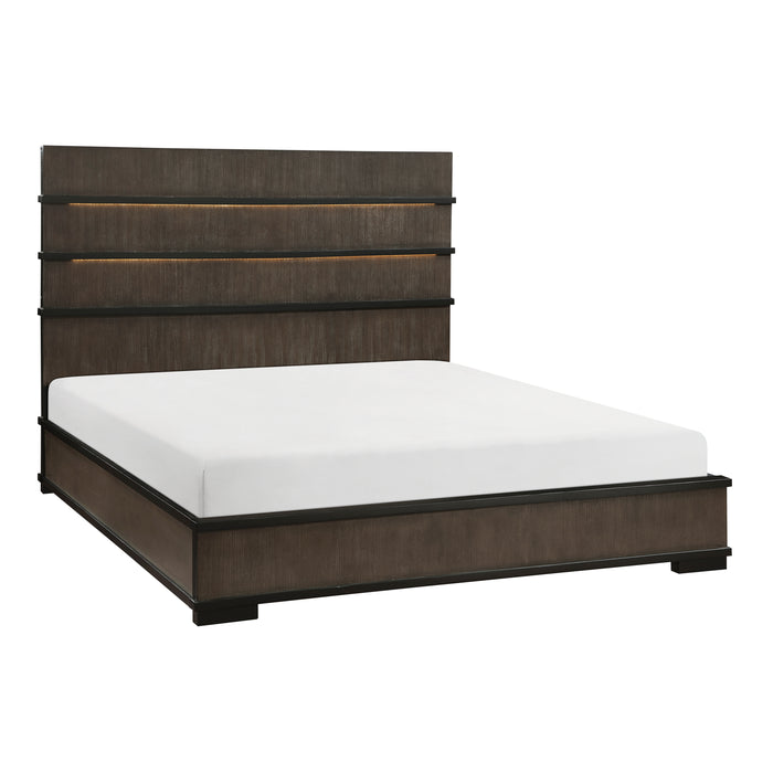 Acworth Queen Bed in Black/Brown/Gray - 1343-1