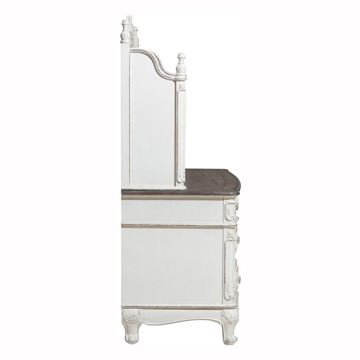 Cinderella (2) Writing Desk with Hutch in Gray/White - 1386NW-10*