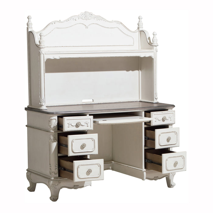 Cinderella (2) Writing Desk with Hutch in Gray/White - 1386NW-10*