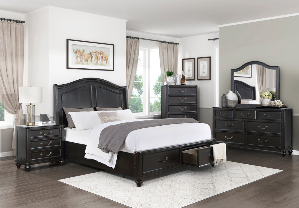 Herman Queen Platform Bed with Footboard Storage in Gray/Brown - 1420-1