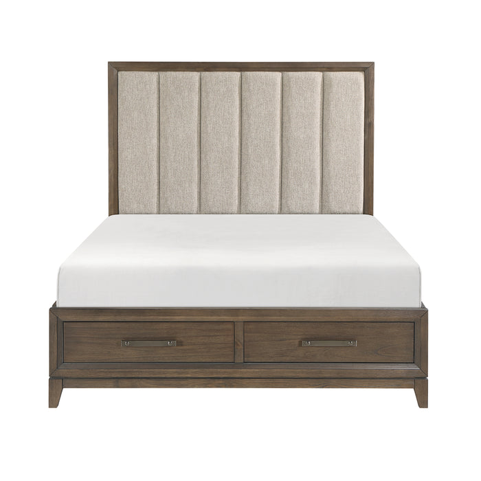 Cambridge Queen Platform Bed with Footboard Storage in Walnut - 1422N-1 image