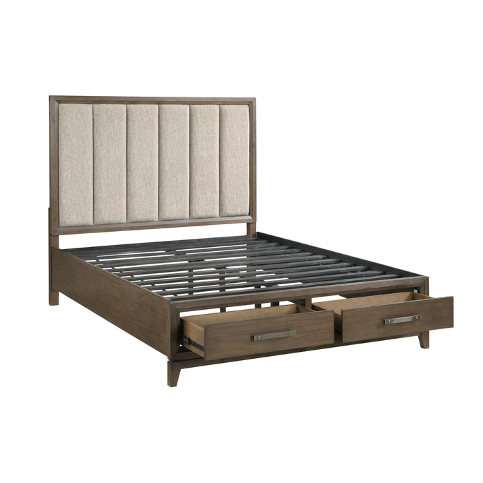 Cambridge Eastern King Platform Bed with Footboard Storage in Walnut - 1422KN-1EK