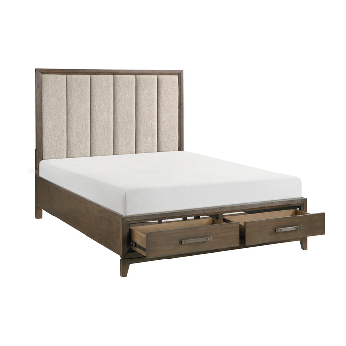 Cambridge Queen Platform Bed with Footboard Storage in Walnut - 1422N-1