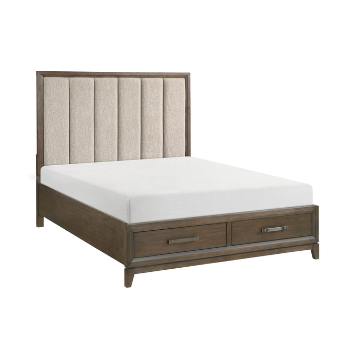 Cambridge Eastern King Platform Bed with Footboard Storage in Walnut - 1422KN-1EK