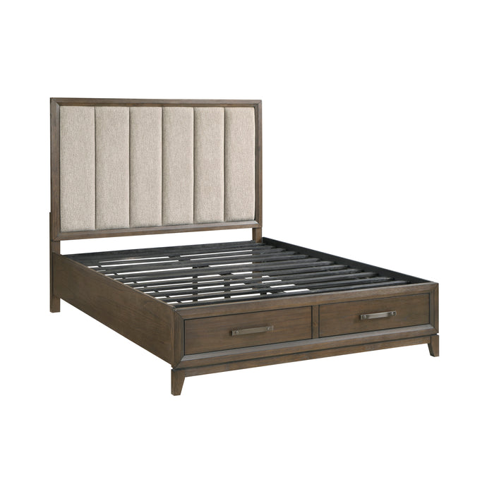 Cambridge Eastern King Platform Bed with Footboard Storage in Walnut - 1422KN-1EK