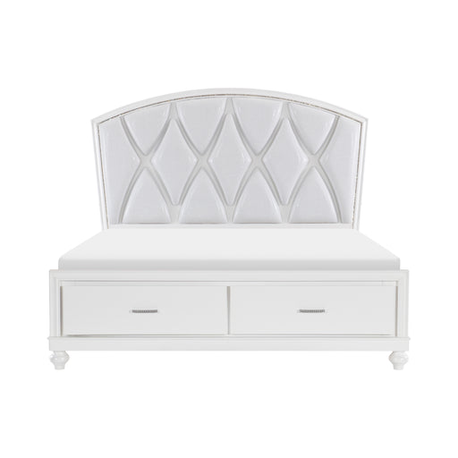 Aria Eastern King Platform Bed with Footboard Storage in White - 1436WK-1EK image