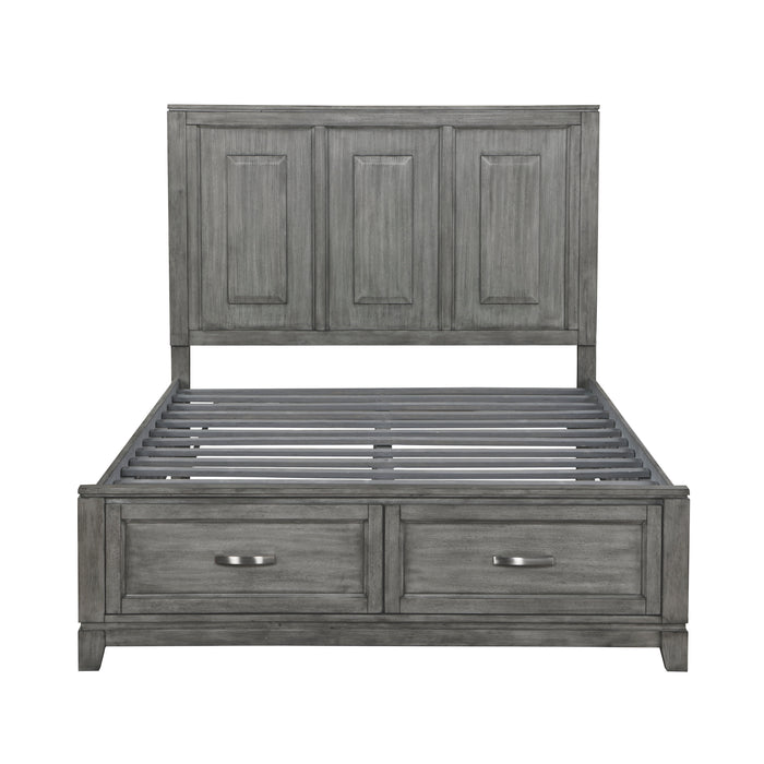 Garretson Queen Platform Bed with Footboard Storage in Gray - 1450-1