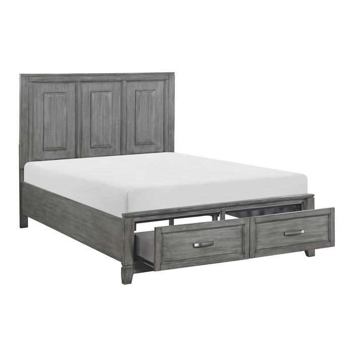 Garretson Queen Platform Bed with Footboard Storage in Gray - 1450-1