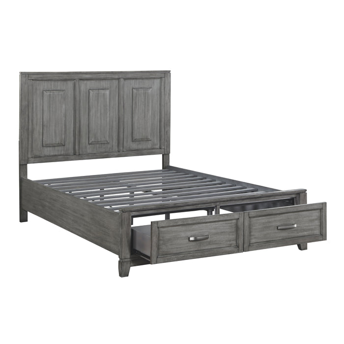 Garretson Queen Platform Bed with Footboard Storage in Gray - 1450-1