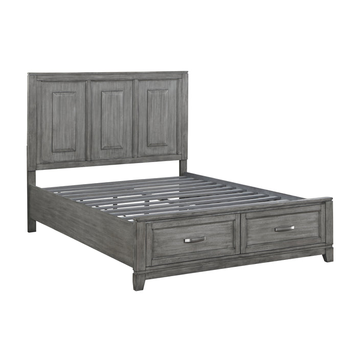 Garretson Queen Platform Bed with Footboard Storage in Gray - 1450-1