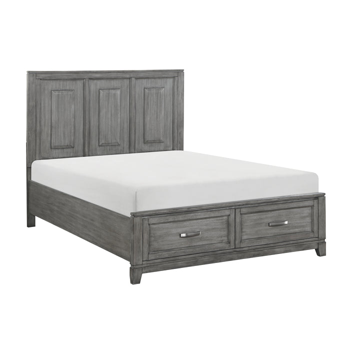 Garretson Queen Platform Bed with Footboard Storage in Gray - 1450-1