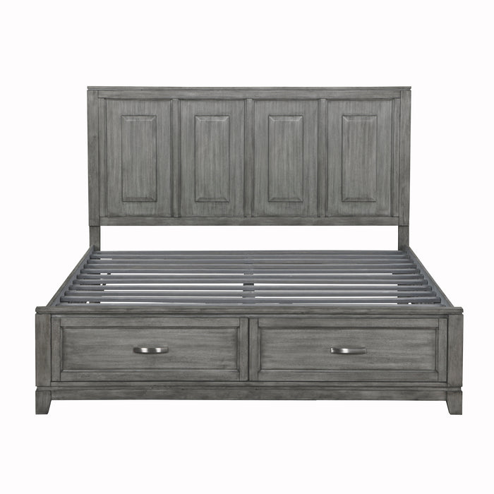 Garretson Eastern King Platform Bed with Footboard Storage in Gray - 1450K-1EK