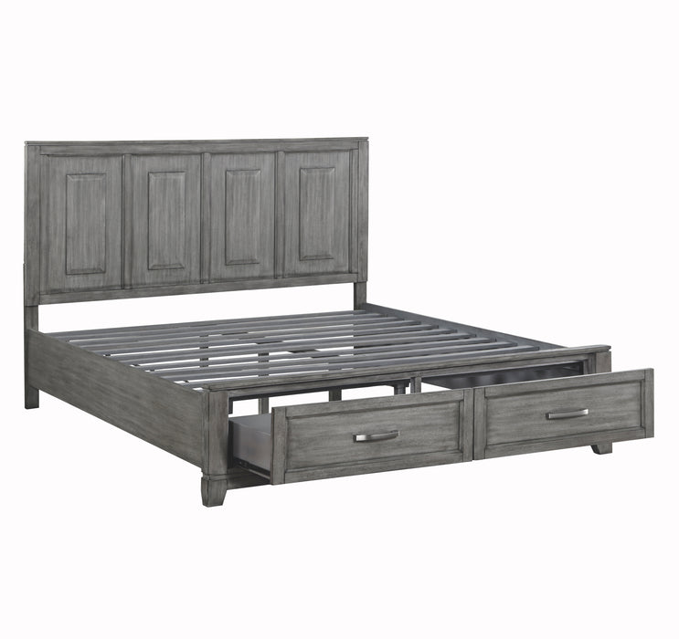 Garretson Eastern King Platform Bed with Footboard Storage in Gray - 1450K-1EK