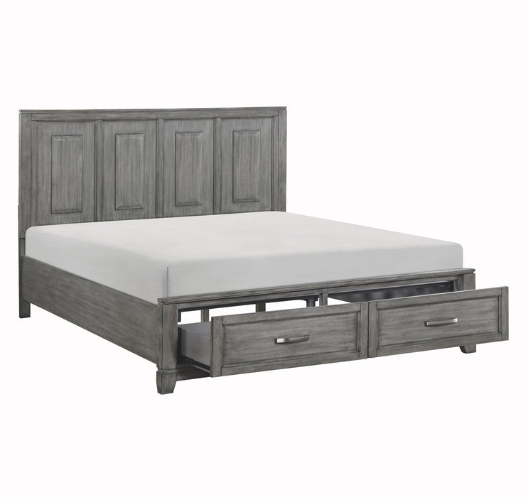 Garretson Eastern King Platform Bed with Footboard Storage in Gray - 1450K-1EK