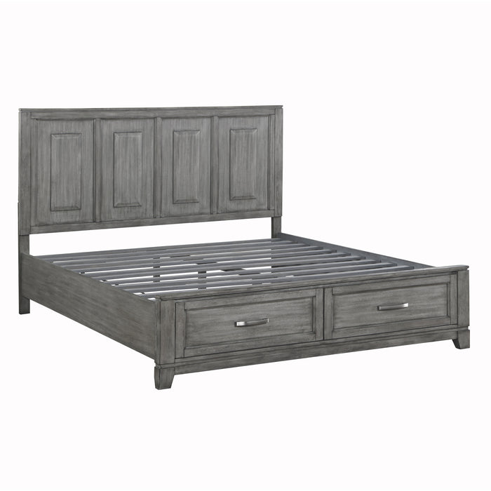 Garretson Eastern King Platform Bed with Footboard Storage in Gray - 1450K-1EK