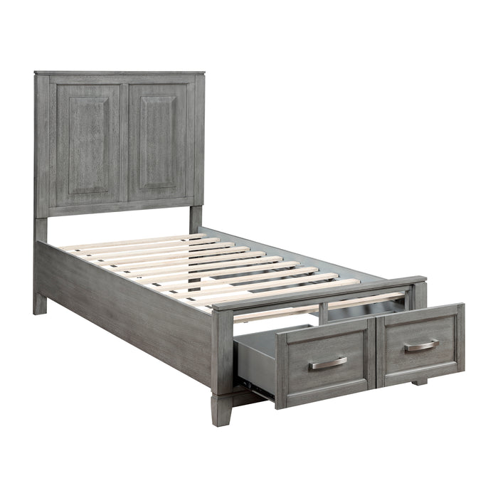 Garretson Twin Platform Bed with Footboard Storage in Gray - 1450T-1