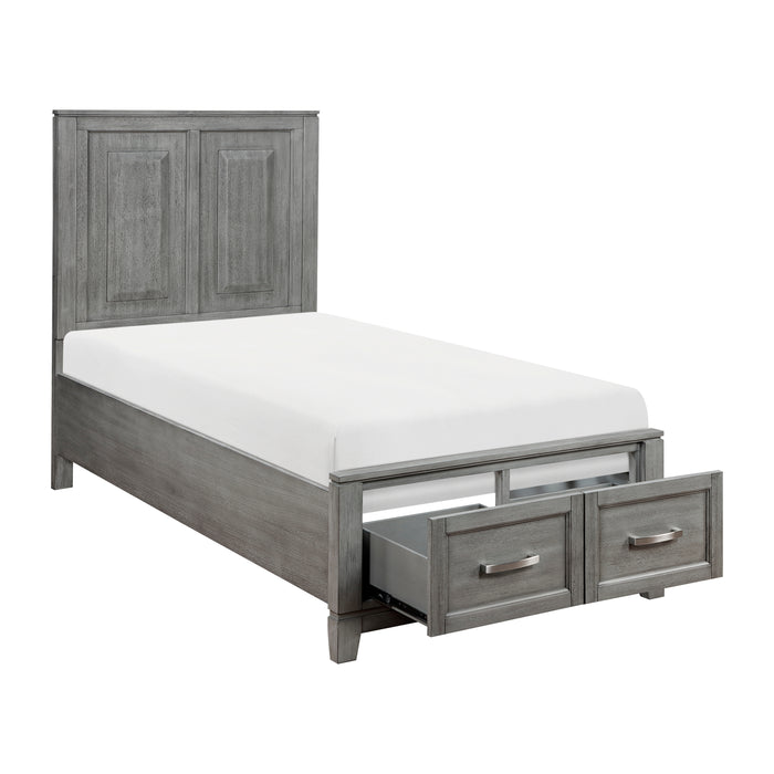 Garretson Twin Platform Bed with Footboard Storage in Gray - 1450T-1