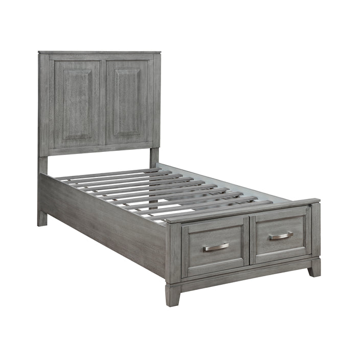 Garretson Twin Platform Bed with Footboard Storage in Gray - 1450T-1