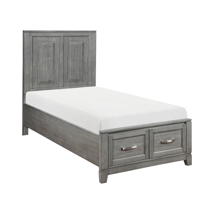 Garretson Twin Platform Bed with Footboard Storage in Gray - 1450T-1