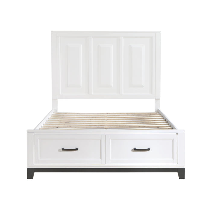 Garretson Queen Platform Bed with Footboard Storage in White - 1450WH-1