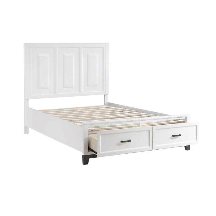 Garretson Queen Platform Bed with Footboard Storage in White - 1450WH-1