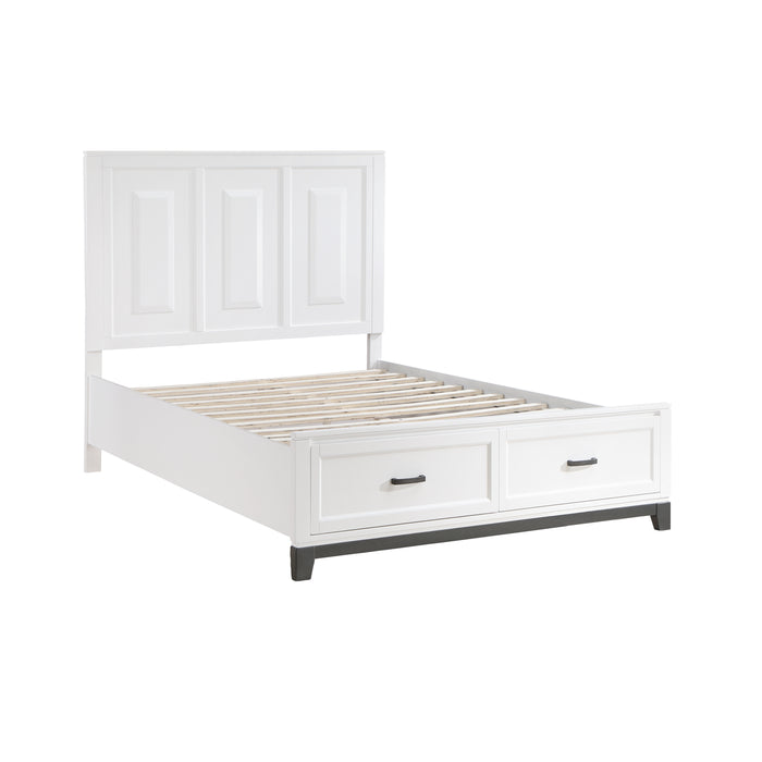 Garretson Queen Platform Bed with Footboard Storage in White - 1450WH-1