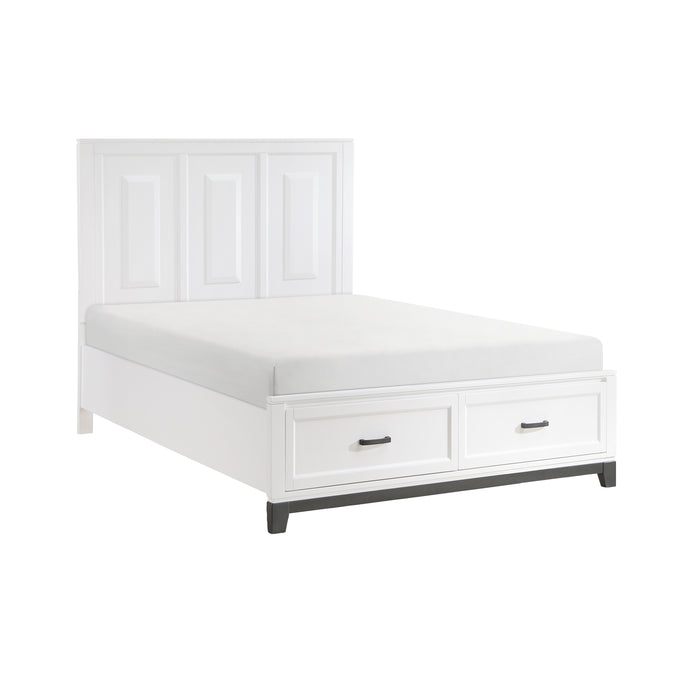 Garretson Queen Platform Bed with Footboard Storage in White - 1450WH-1