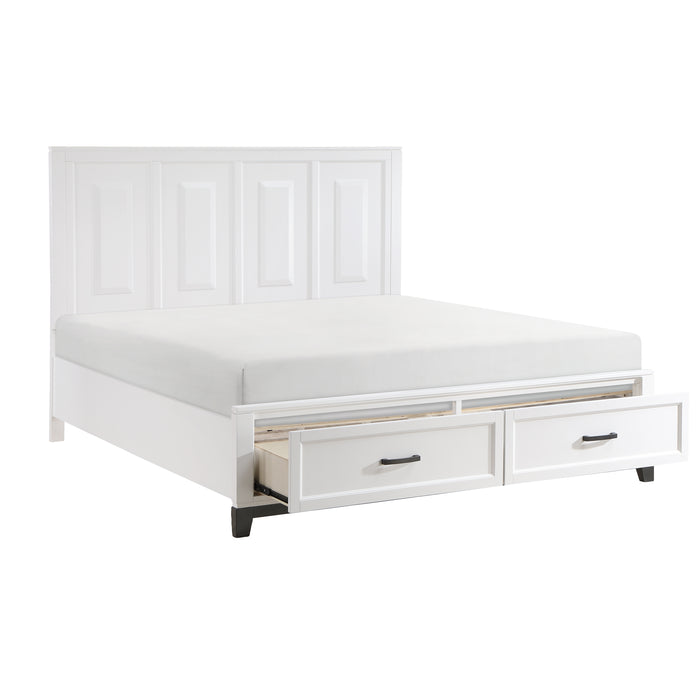 Garretson Eastern King Platform Bed with Footboard Storage in White - 1450WHK-1EK