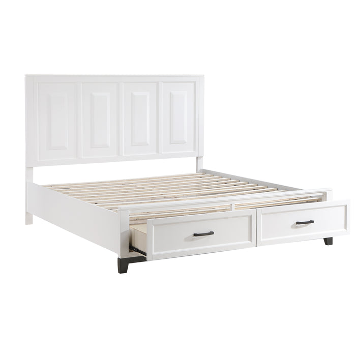 Garretson Eastern King Platform Bed with Footboard Storage in White - 1450WHK-1EK