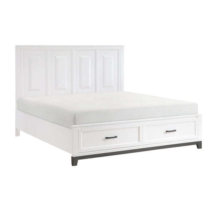 Garretson Eastern King Platform Bed with Footboard Storage in White - 1450WHK-1EK